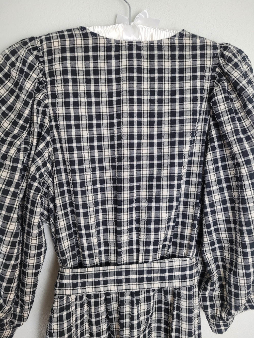 A New Day Black and Cream Plaid Wrap Midi Dress - Picture 5 of 14